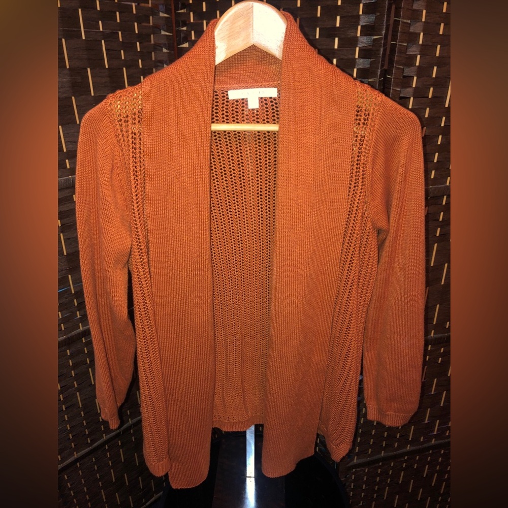 Cyrus Women’s Small Open Front rust, burned orange Cardigan Sweater